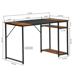 Black Brown Desk with Storage Shelves