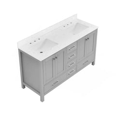 60-inch Countertop with Double sink, gray(Minor Damge)