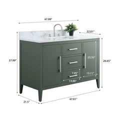 48'' Single Bathroom Vanity with Marble Top