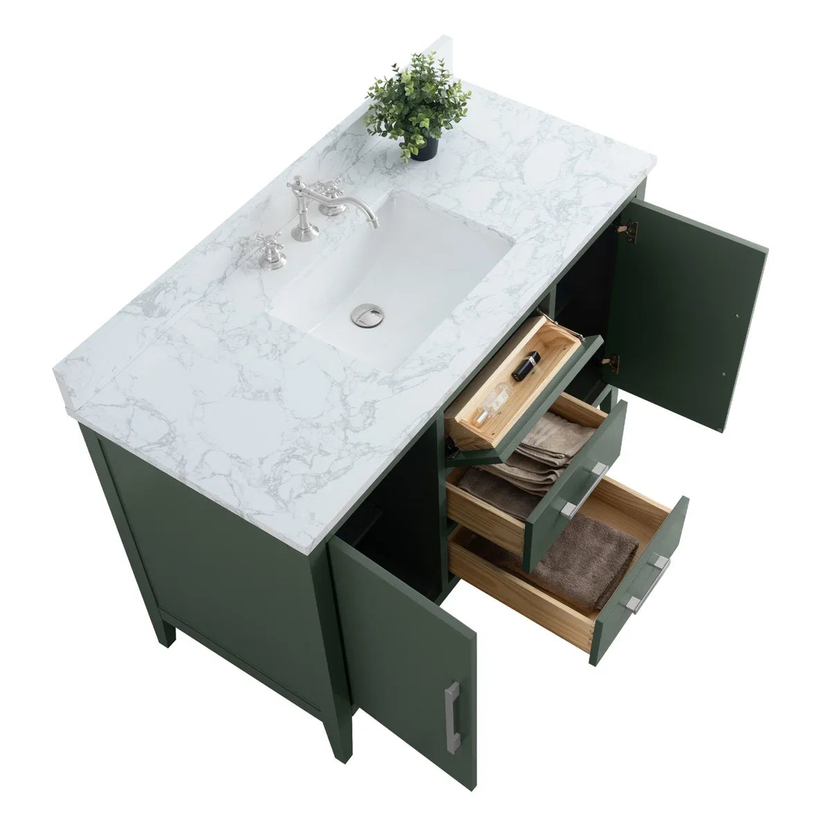 48'' Single Bathroom Vanity with Marble Top
