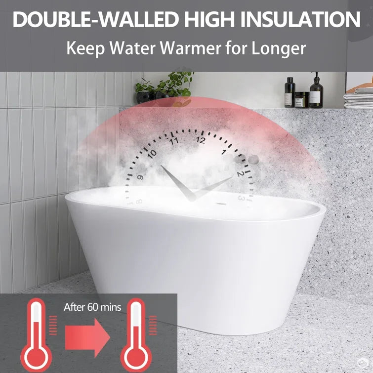 Freestanding Soaking Bathtub 51" x 27.5" (missing pop up drain