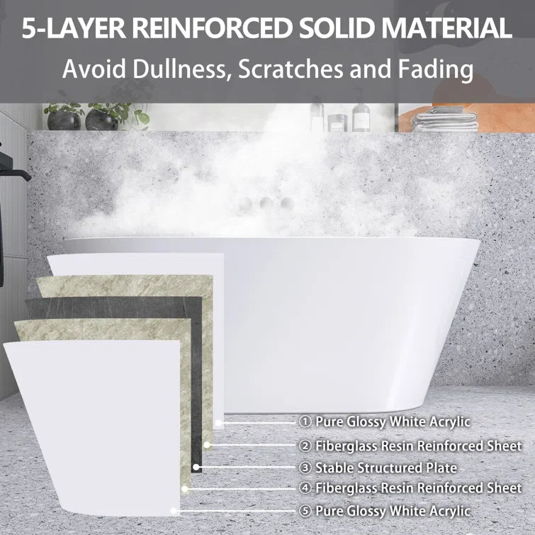 Freestanding Soaking Bathtub 51" x 27.5" (missing pop up drain