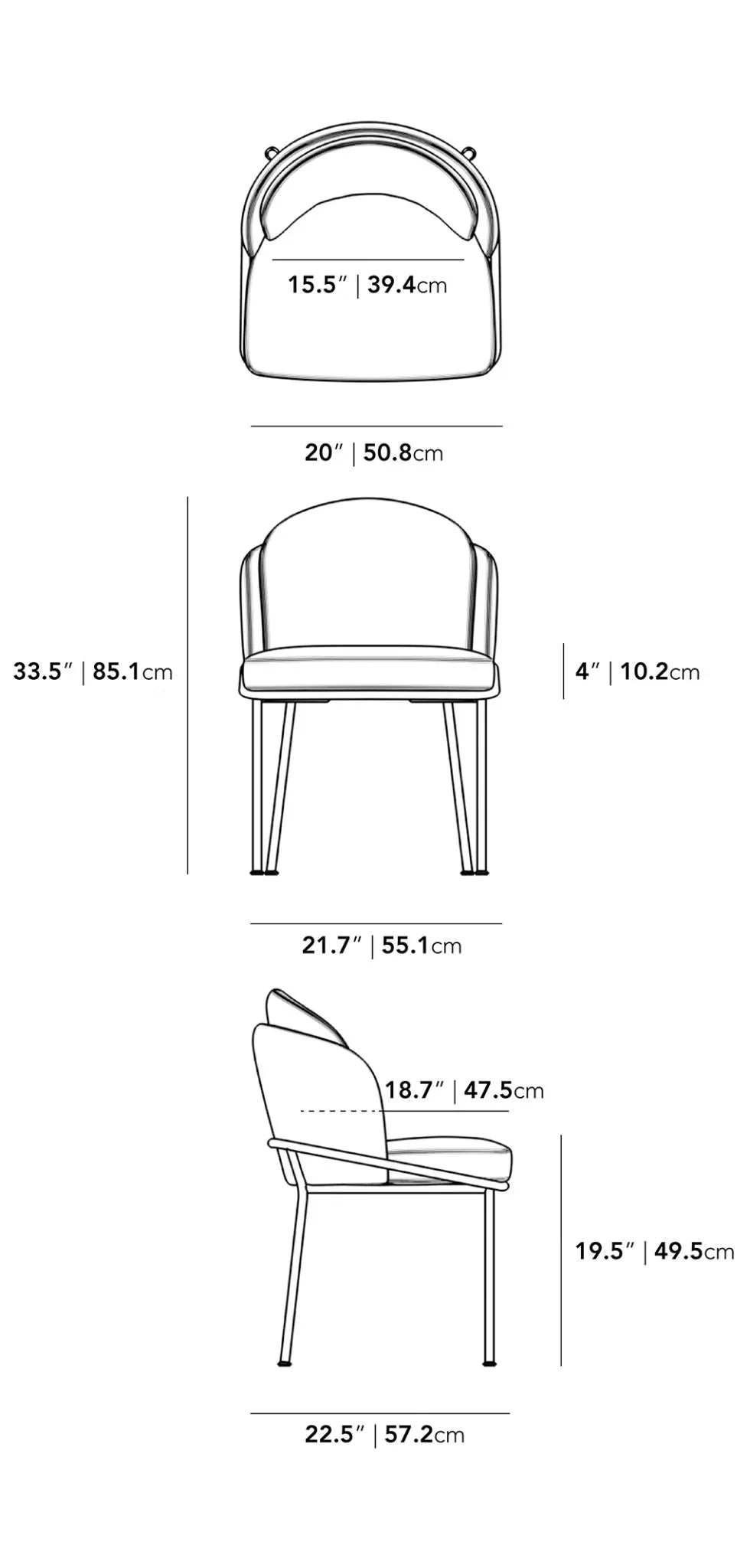 Angel Dining Chair - Trento Jet Black