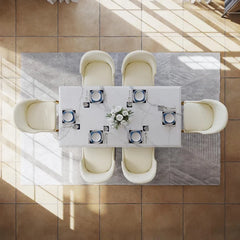 Bura Modern Marble Dining Table,White Rectangular Tabletop Gold Stainless Legs