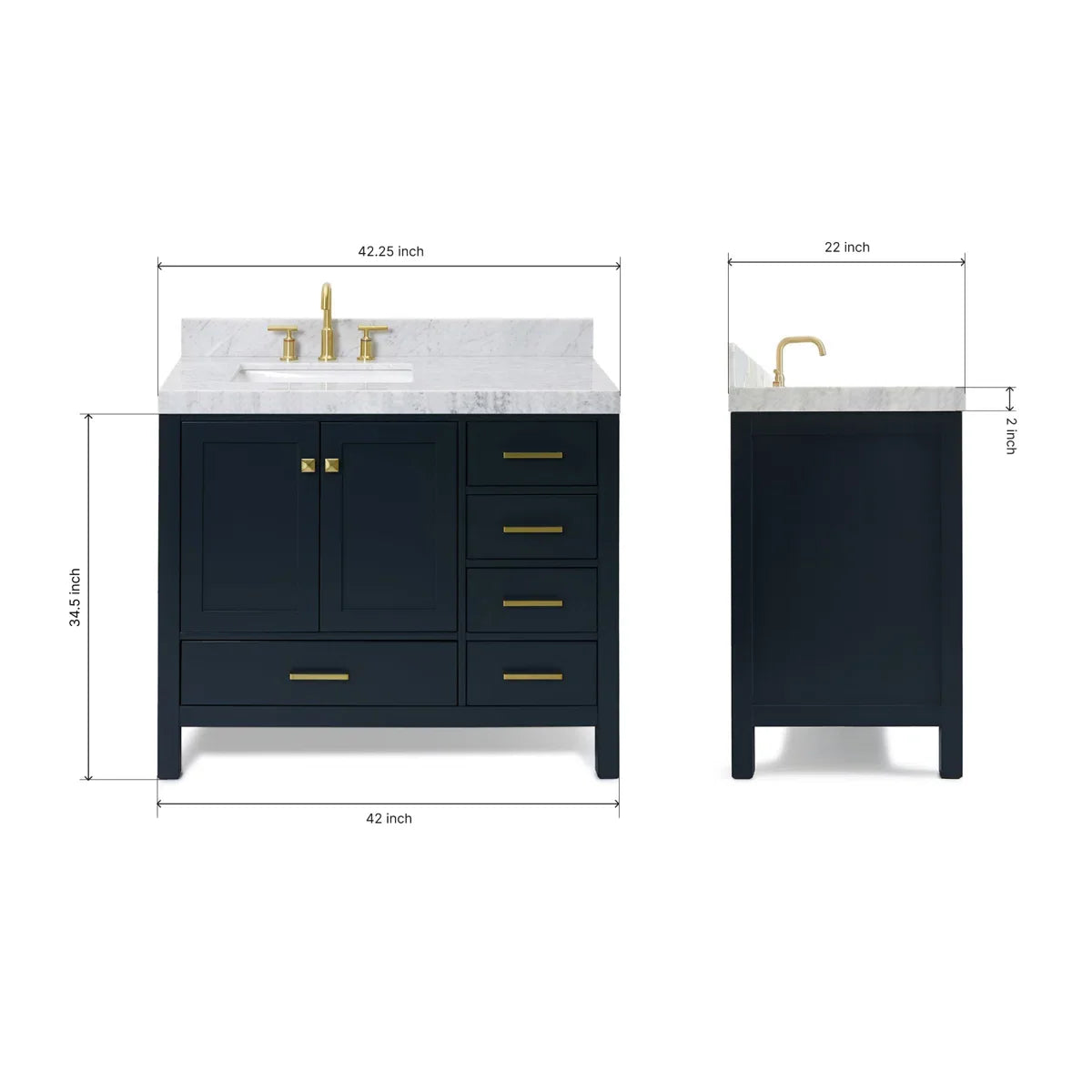 Cambridge Single Bathroom Vanity with Carrara Marble Top