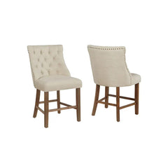 Counter Stool chair Cream and wood (Set of 2)