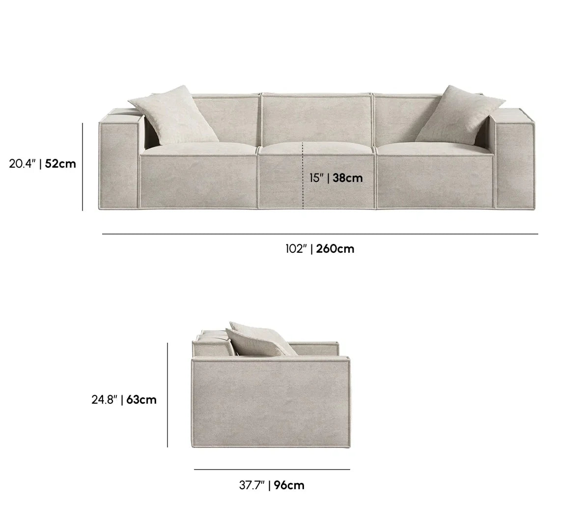 Three Seater-Hydrogen Blue Sofa