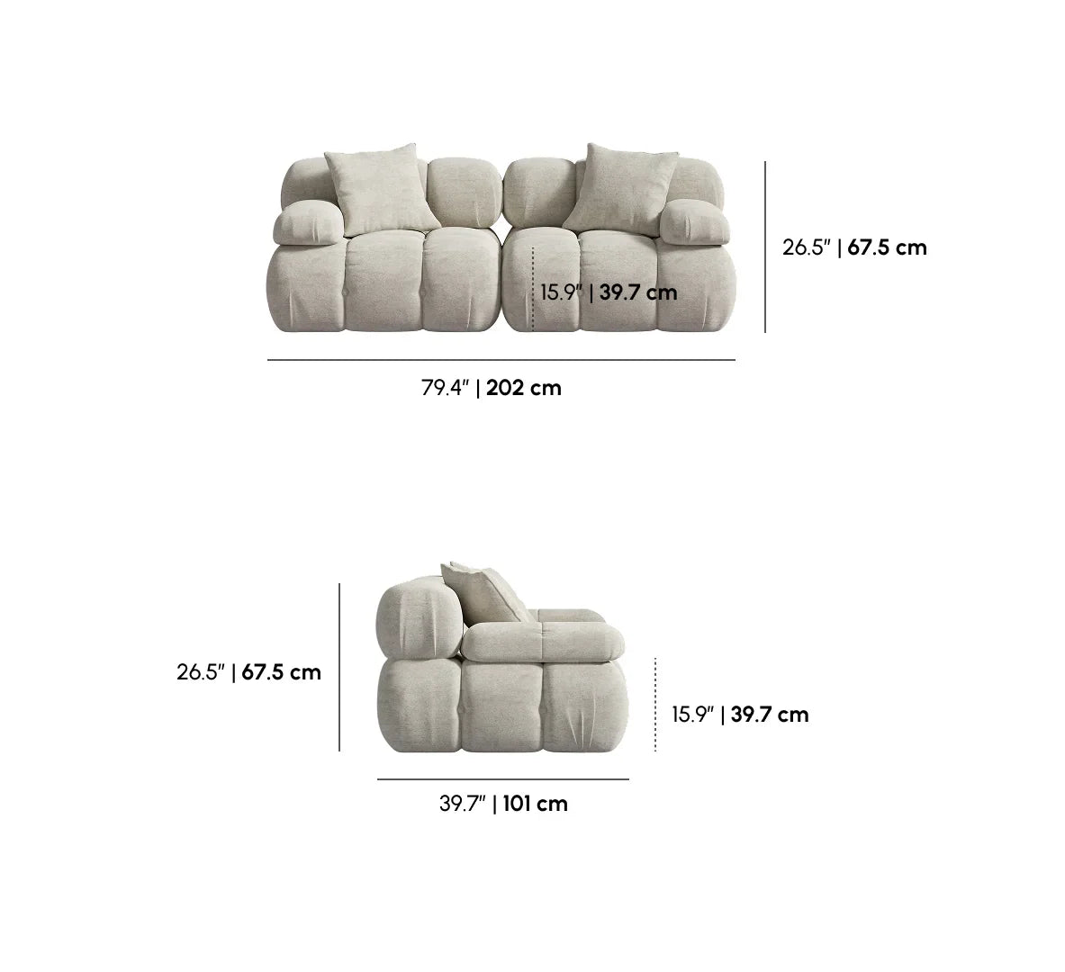 Carbon Black 2-piece sectional