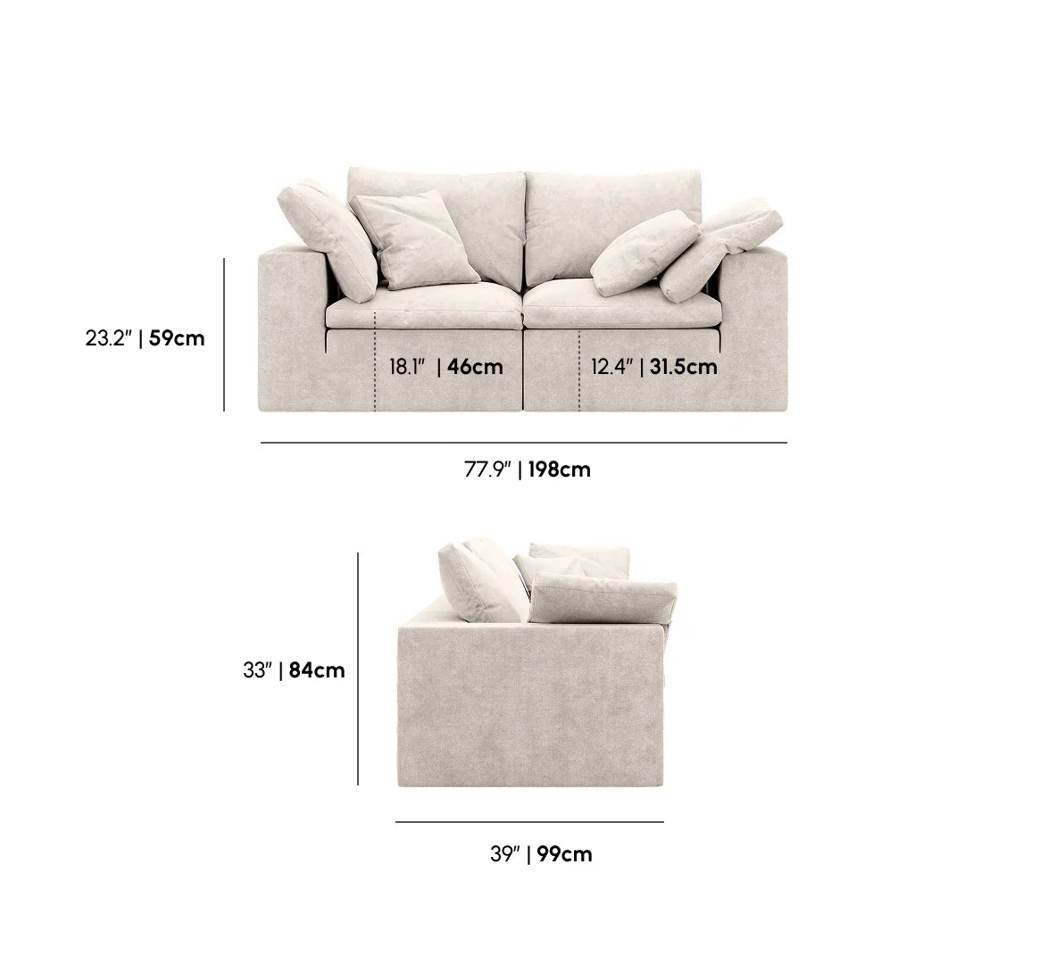 Loveseat Sofa-Helium Cloud