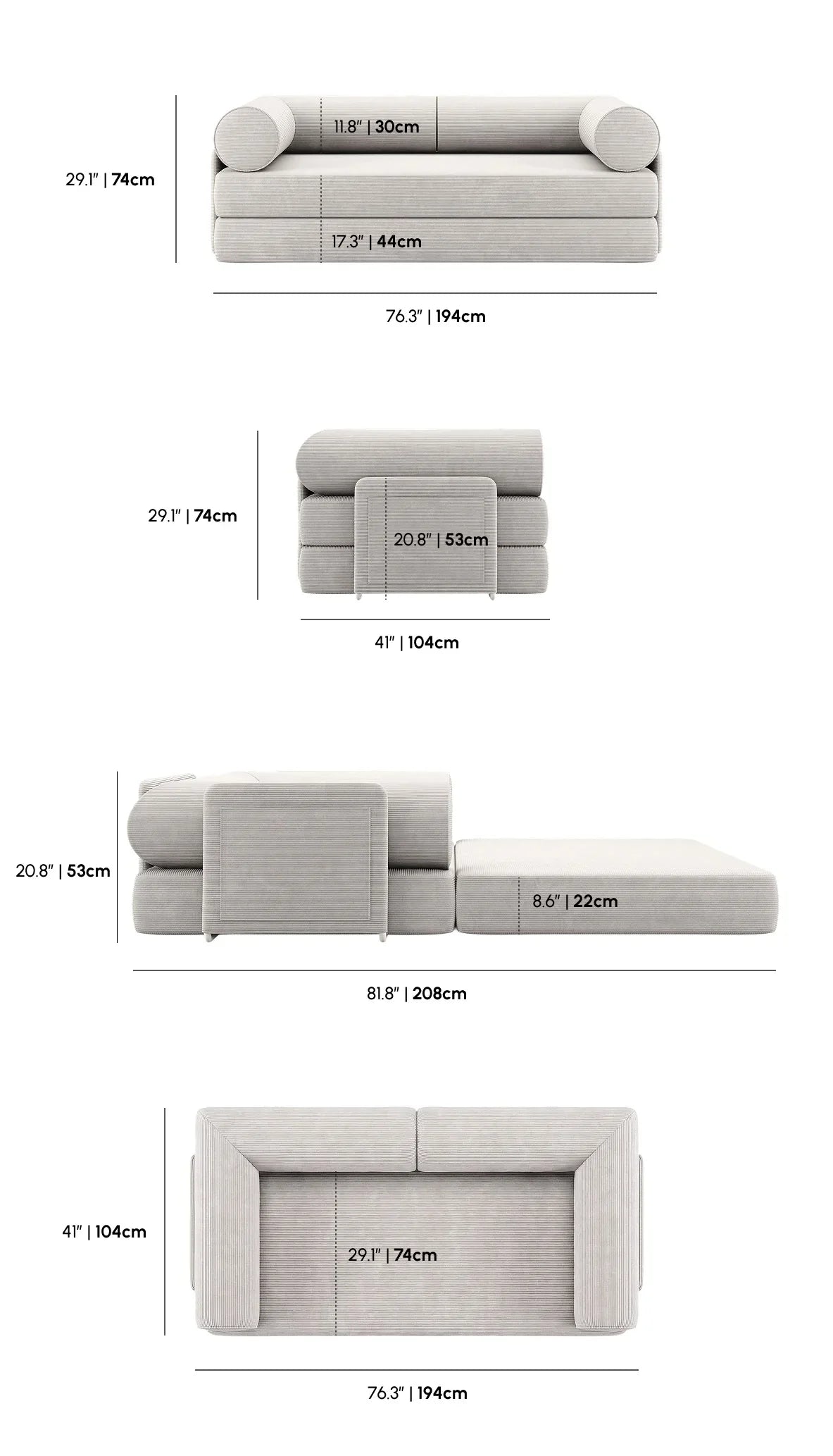 Lunar Dune - Sleeper Sofa Bed