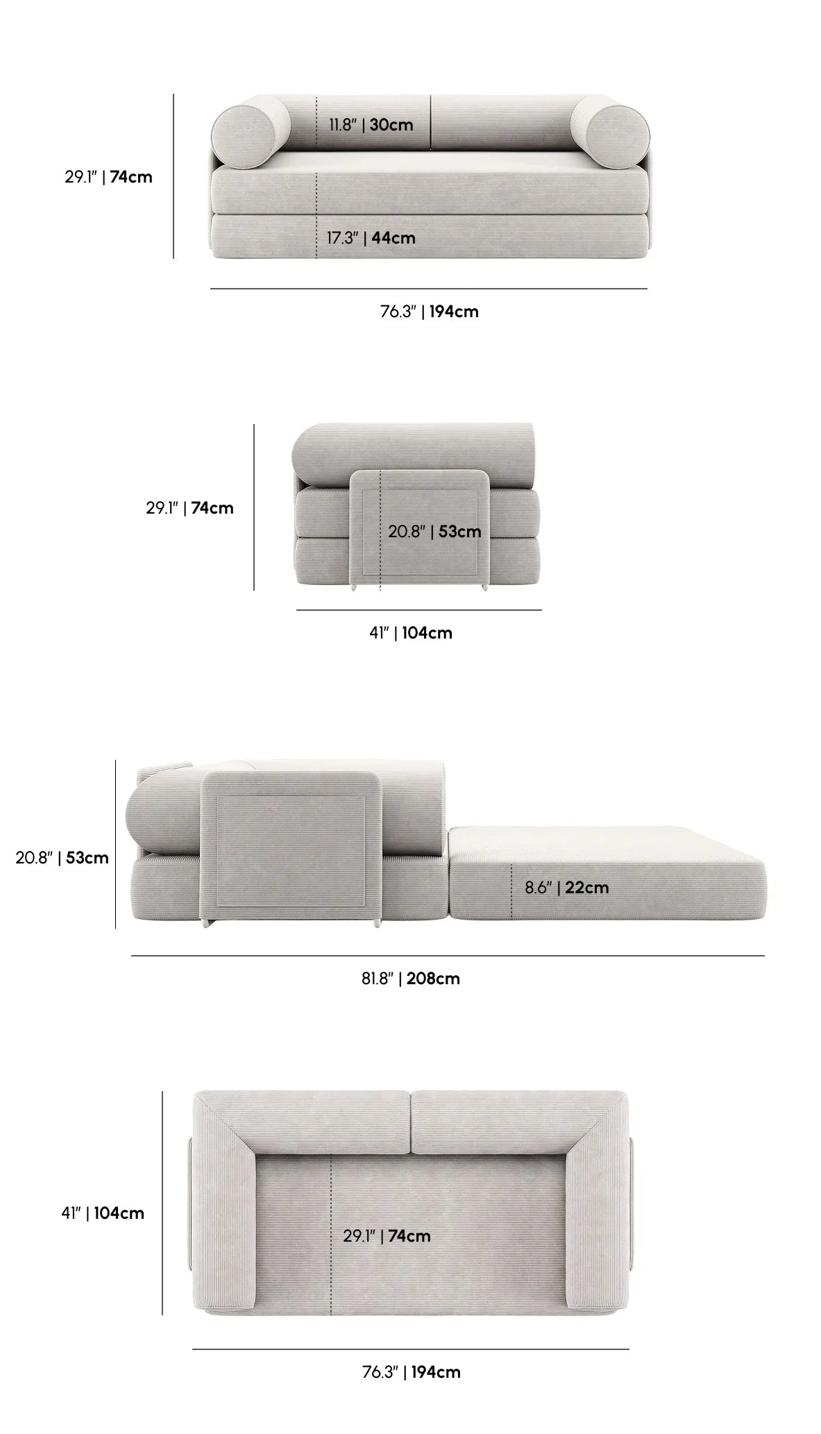 Nebula Blue -  Sleeper Sofa Bed