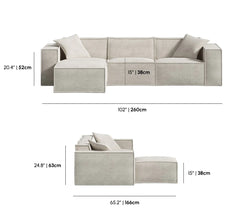 Nitrogen Sky Blue Sectional 4 Piece