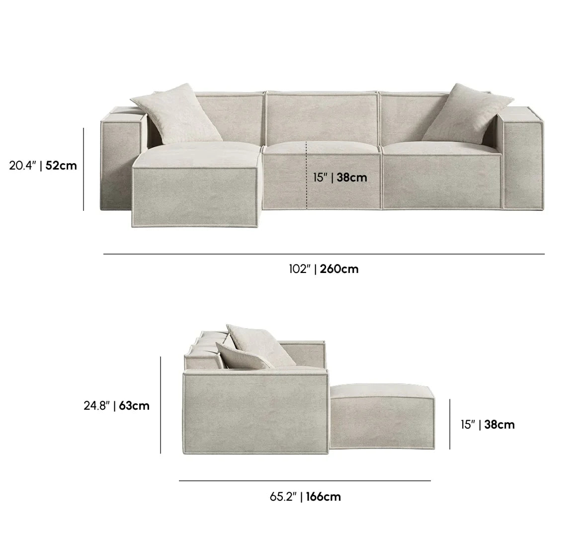 Shearling Espresso Sectional with Ottoman