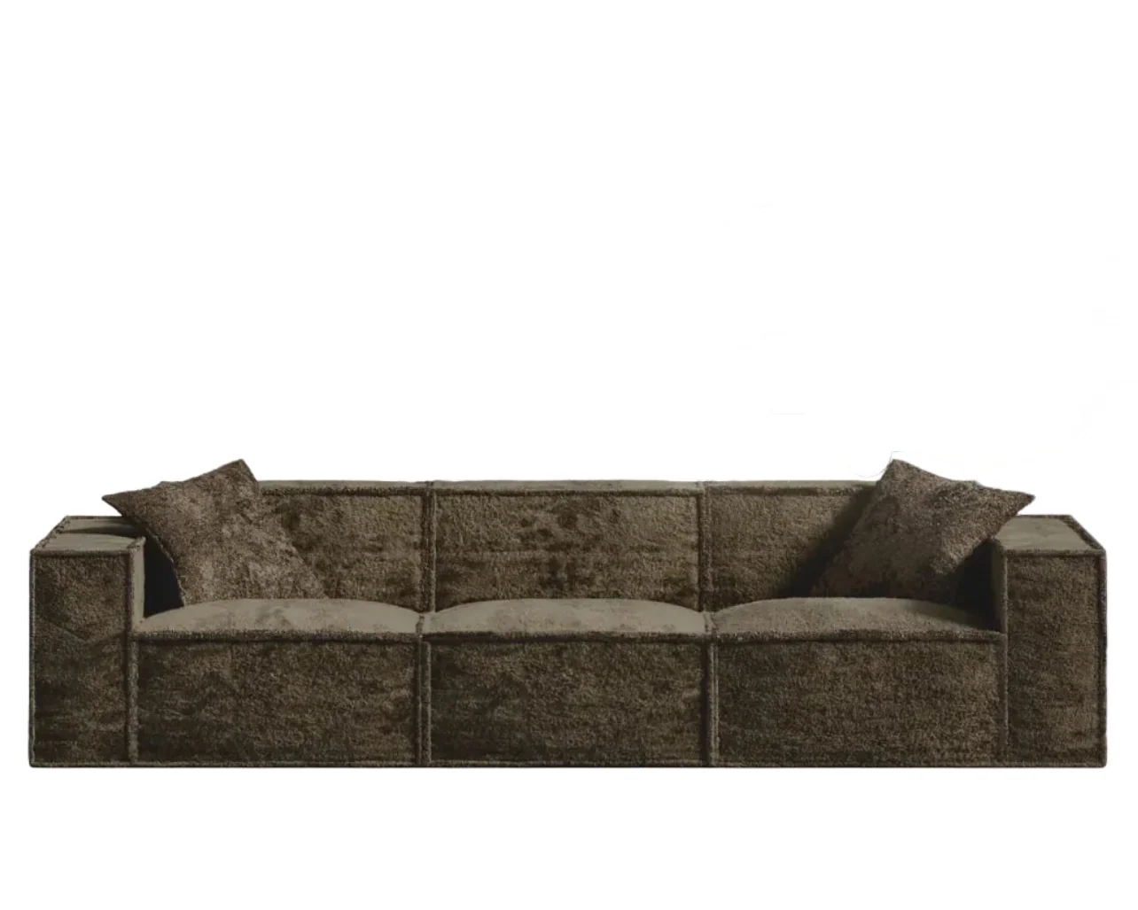 Shearling Espresso Sectional with Ottoman