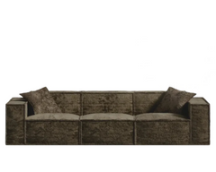 Shearling Espresso Sectional with Ottoman