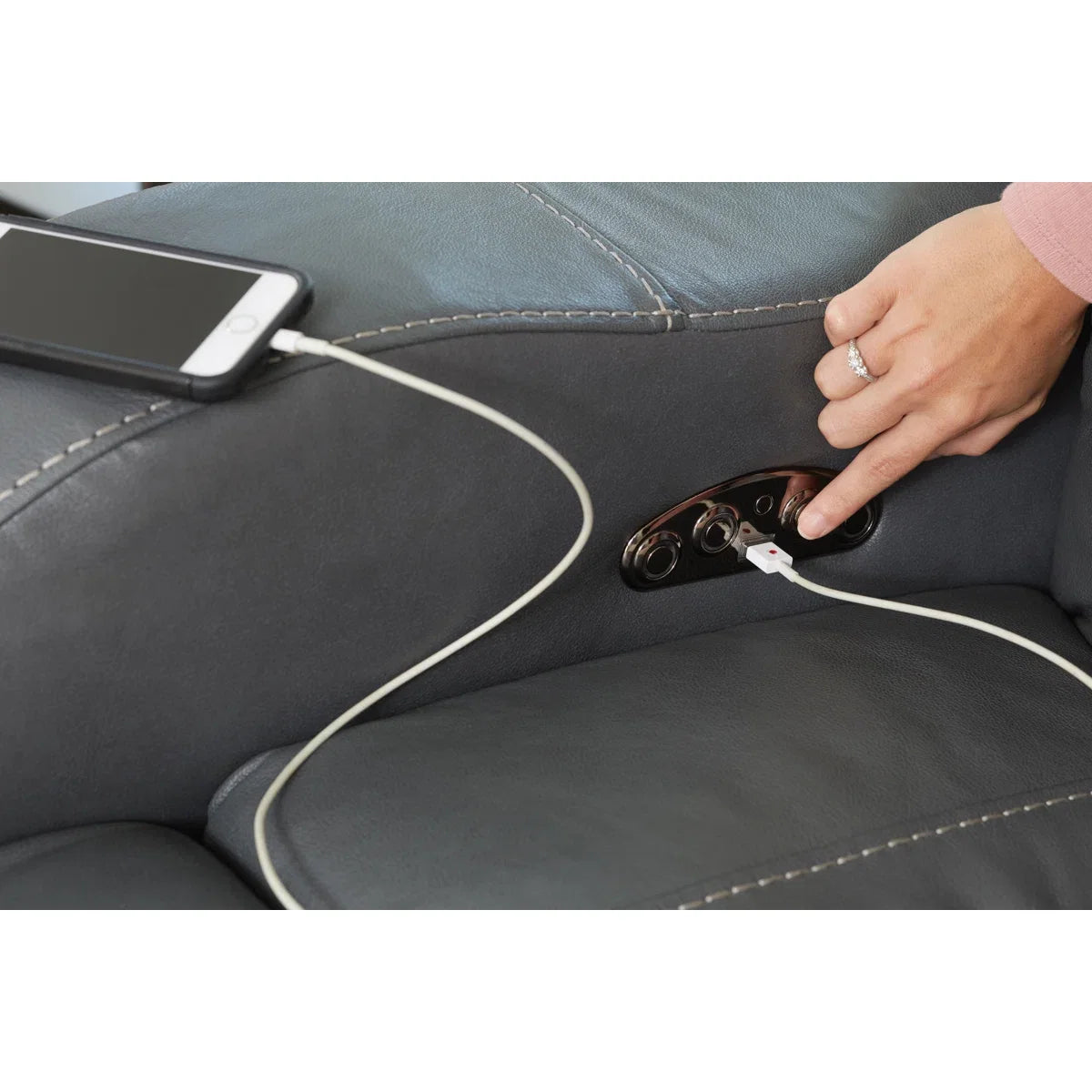 Friese Light Grey Leather Recliner