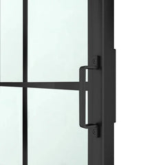 Glass and Metal Barn Door with Installation Hardware Kit 24''x 84''