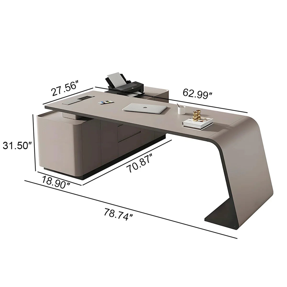 L-shaped Light Khaki Desk(Minor damage)