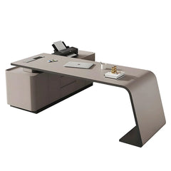 L-shaped Light Khaki Desk(Minor damage)