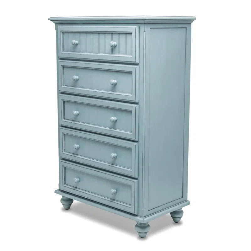 5 - Drawer Coastal Chest Solid Wood (minor Damage)