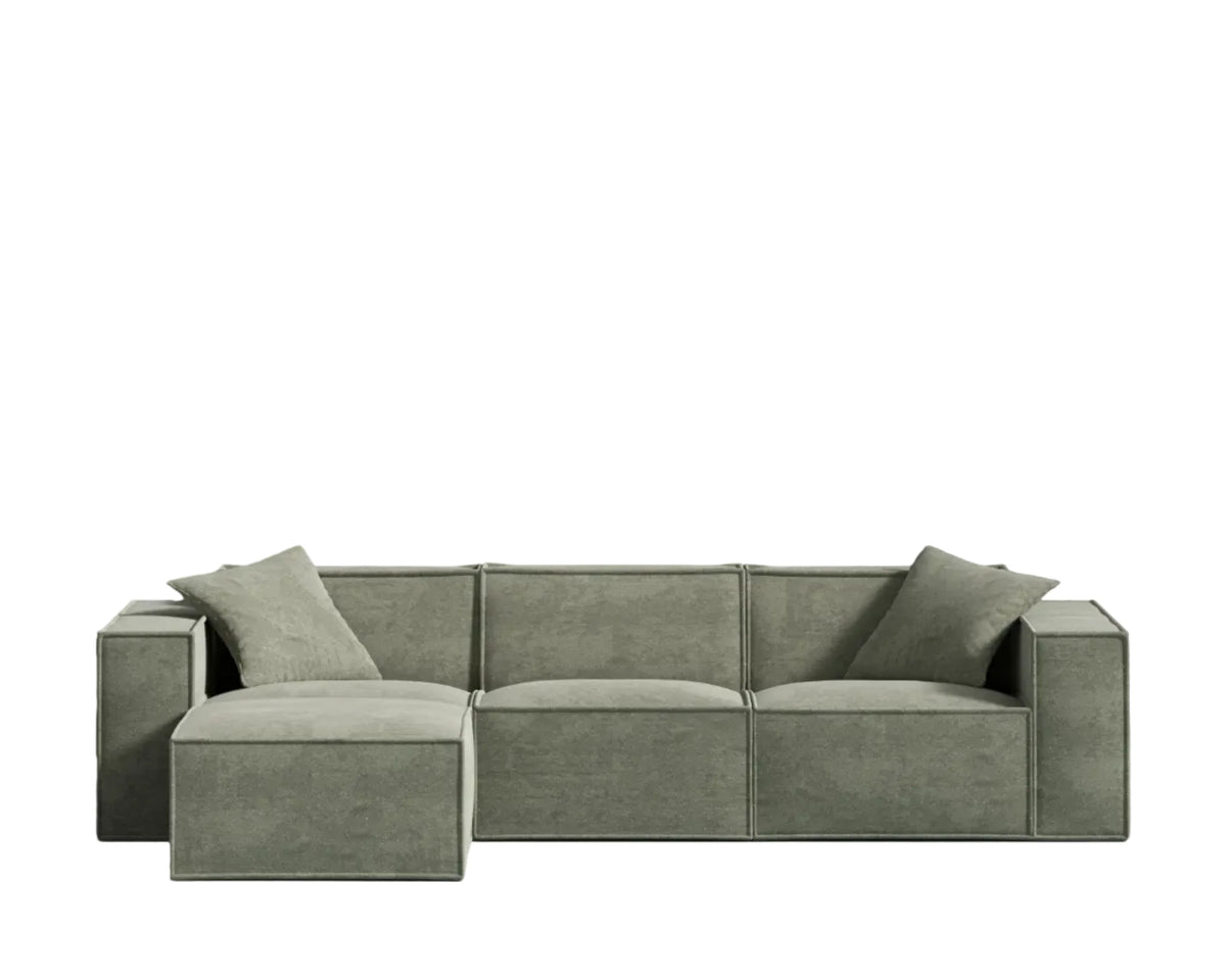 Krypton Green sectional with Round Ottoman