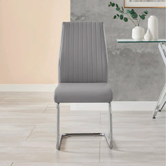 Modern Padded Faux Leather & Chrome  (Set of 2)