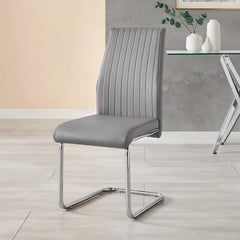 Modern Padded Faux Leather & Chrome  (Set of 2)