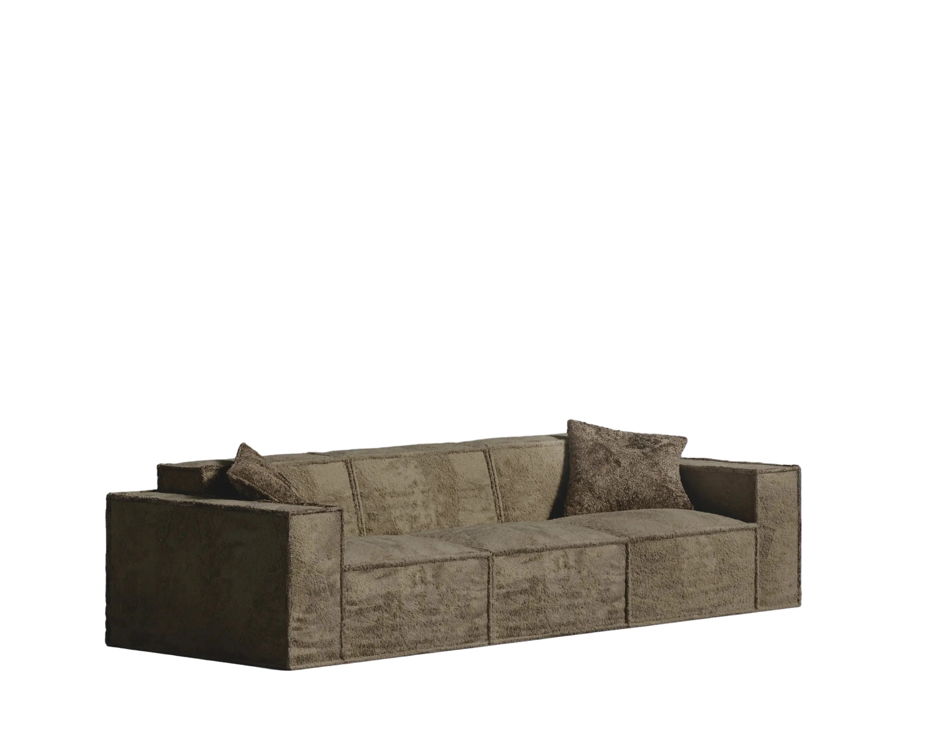 Shearling Espresso Sectional with Ottoman