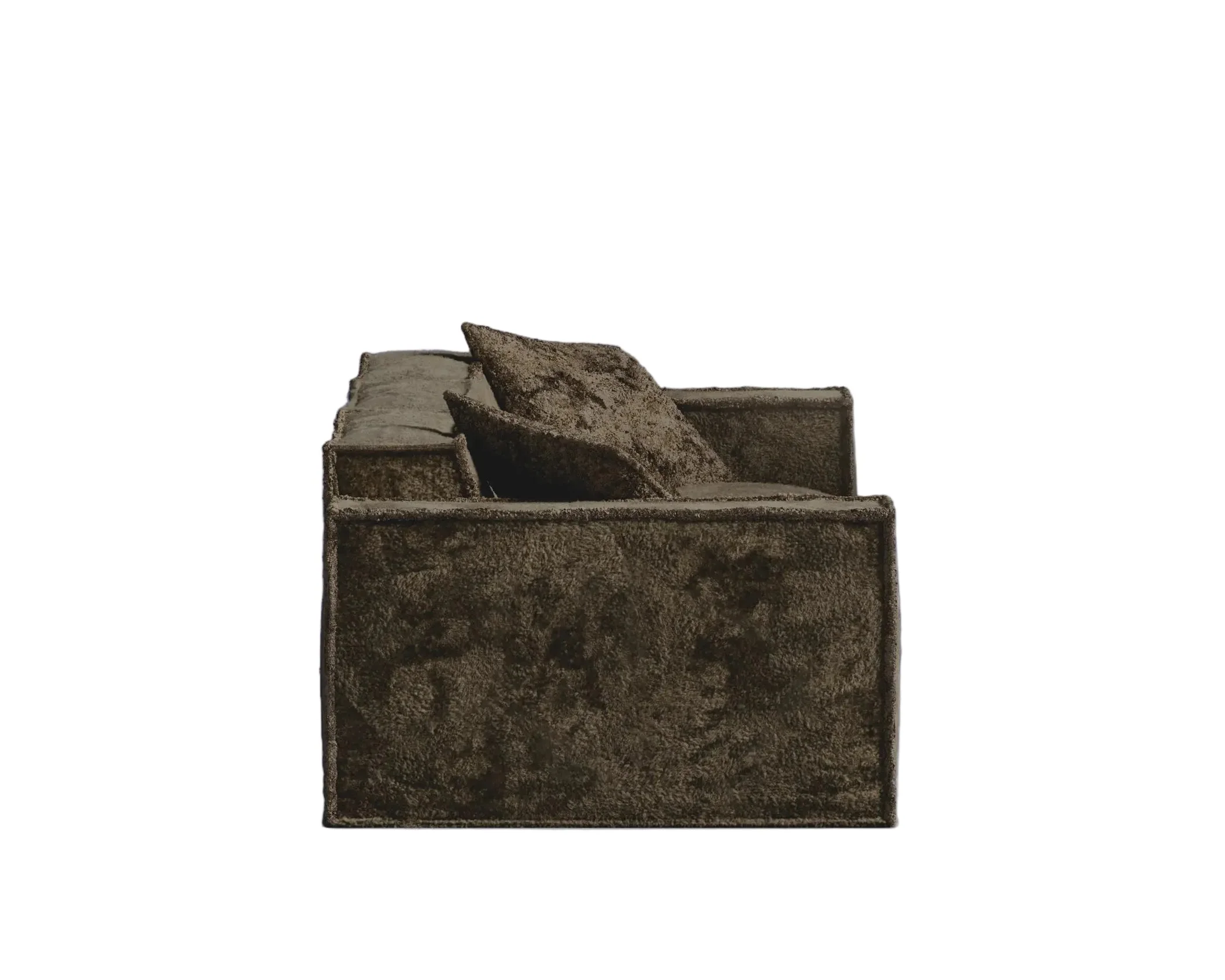 Shearling Espresso Sectional with Ottoman