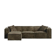 Shearling Espresso Sectional with Ottoman