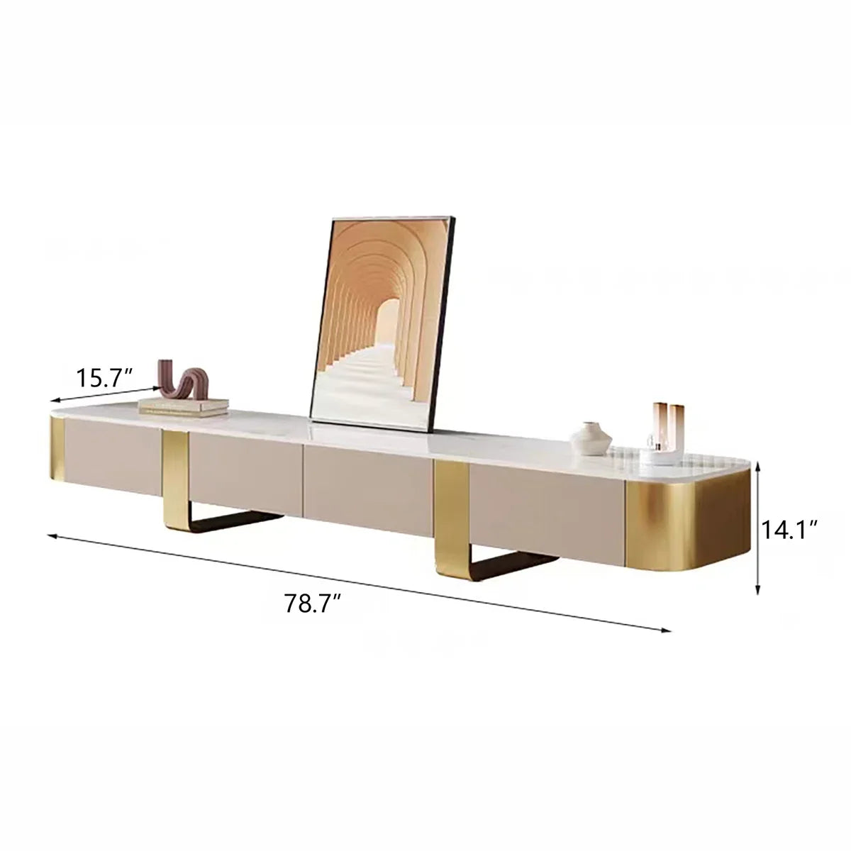 Modern Luxury 79'' Media Console with 4 Drawers
