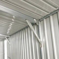 Outdoor metal storage shed, 13 ft W x 20 ft D