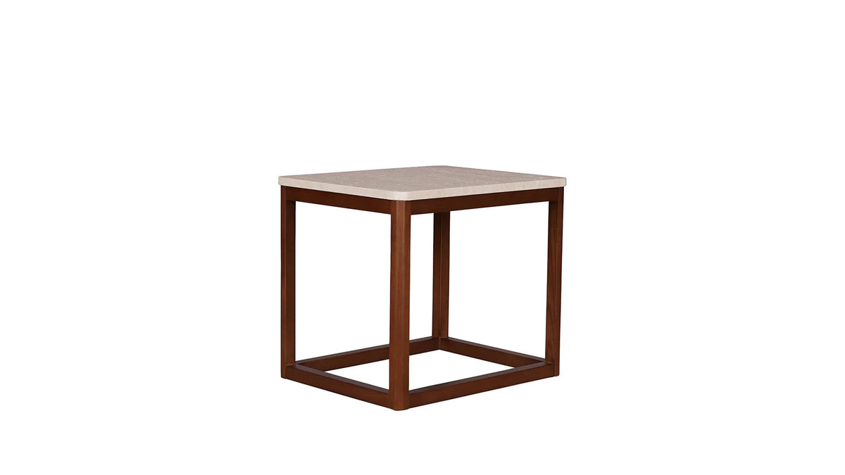 Ellis Side Table Travertine and Wood