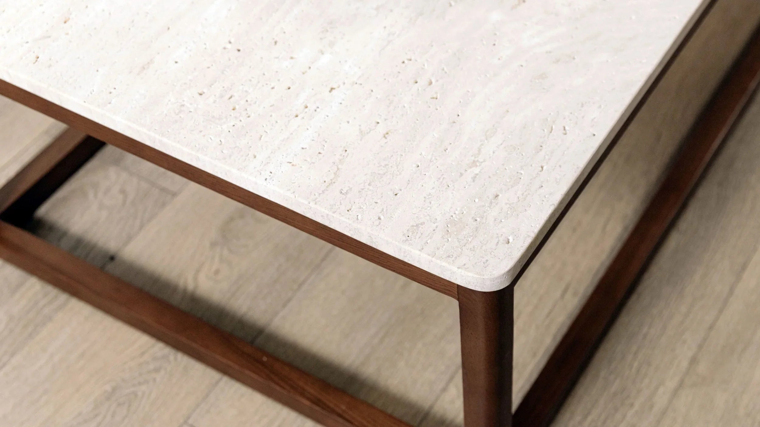 Ellis Side Table Travertine and Wood