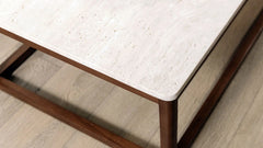 Ellis Side Table Travertine and Wood