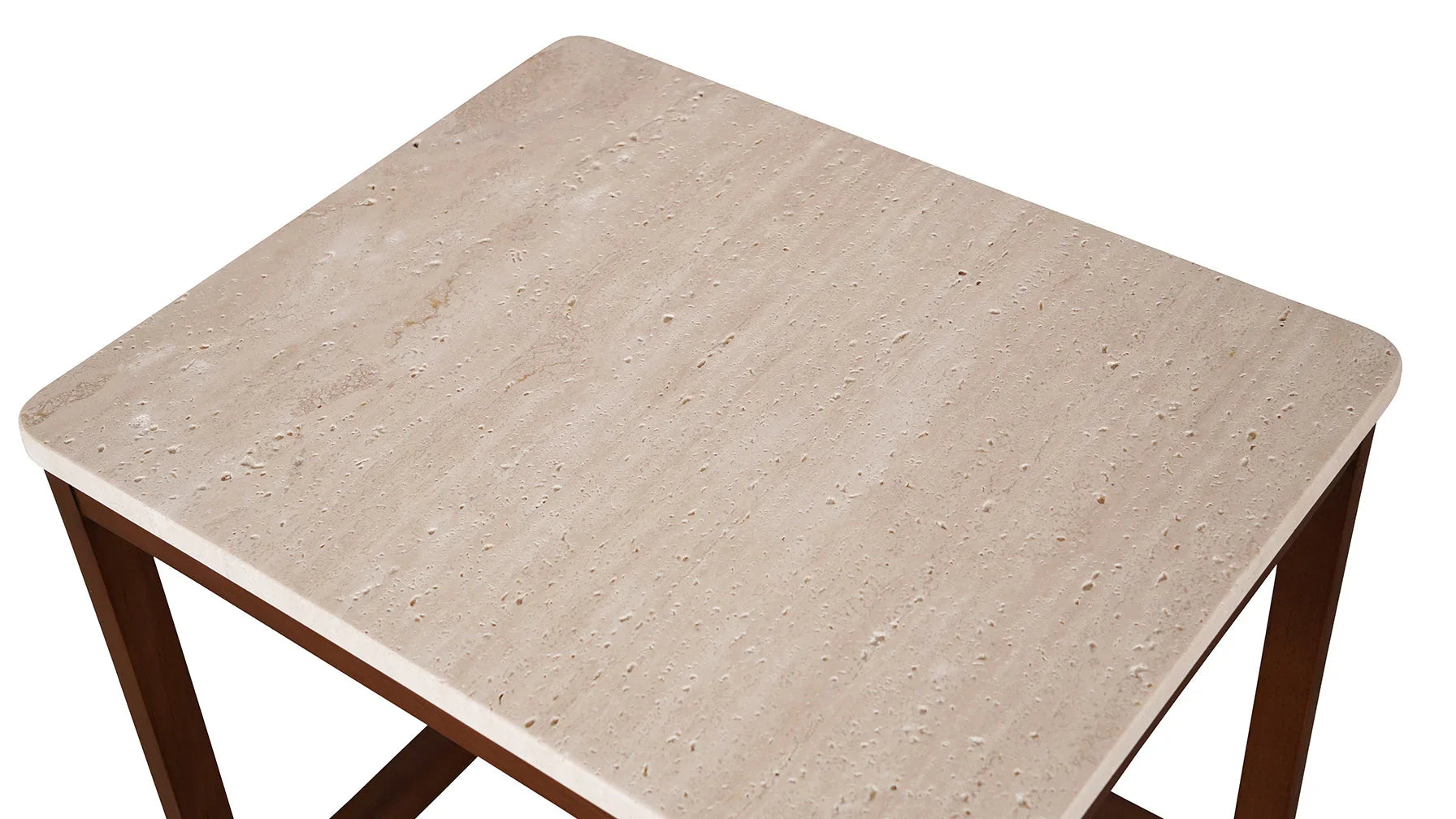 Ellis Side Table Travertine and Wood