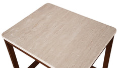 Ellis Side Table Travertine and Wood