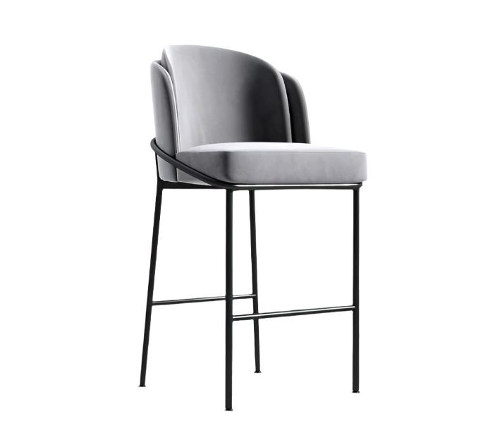 Grey velvet  counter stool