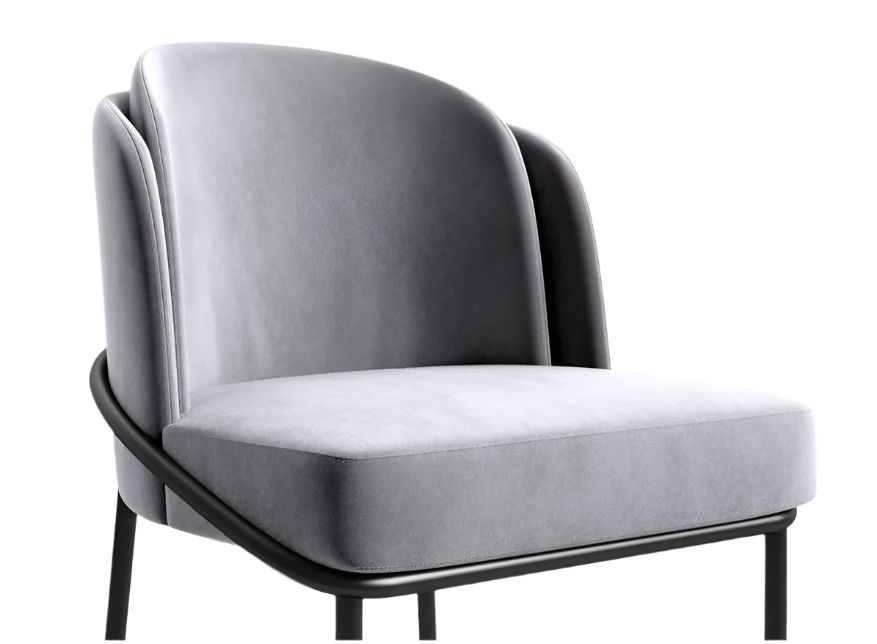 Grey velvet  counter stool