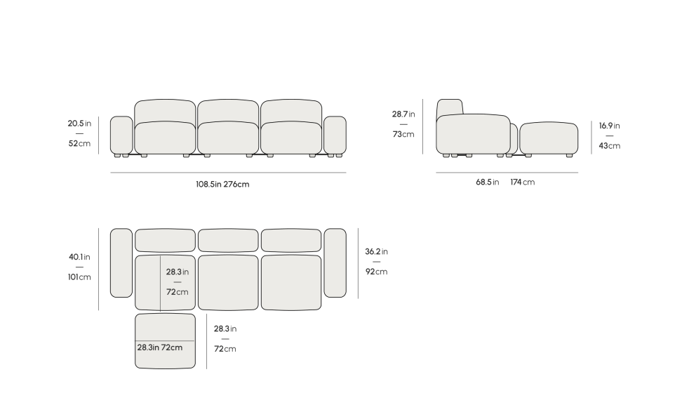 Cadet Blue - Sectional Sofa