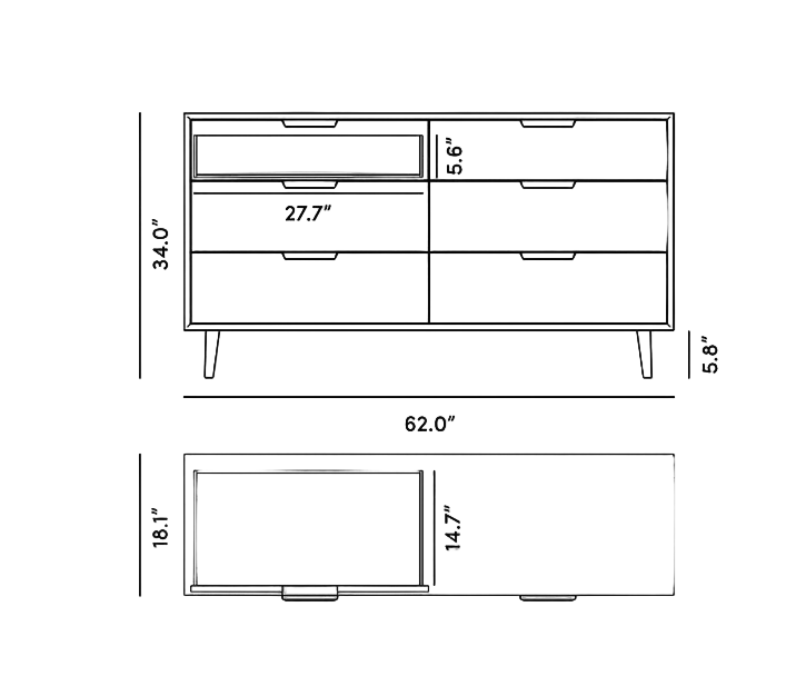 Walnut Veneer - Wide Dresser Asher