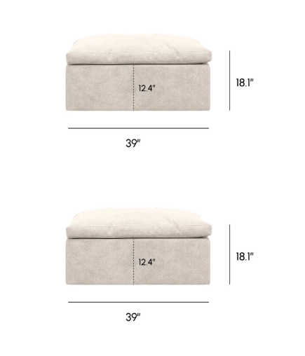Square Ottoman - helium cloud