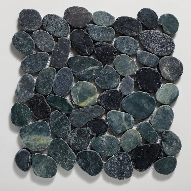 Sliced Pebble Mosaic Wall Floor Black