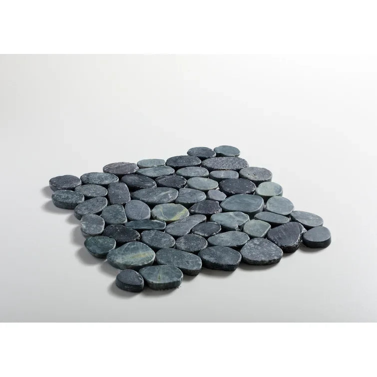 Sliced Pebble Mosaic Wall Floor Black