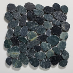 Sliced Pebble Mosaic Wall Floor Black