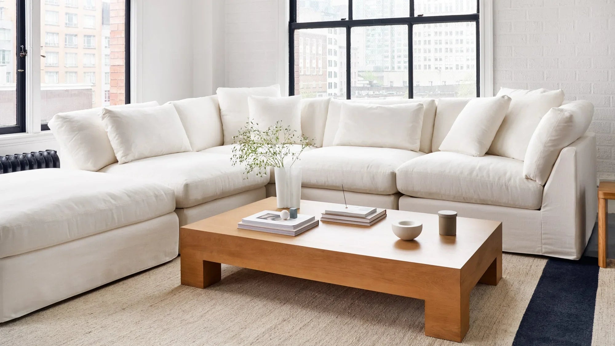 Come Together Ottoman Cream Linen (minor damage)