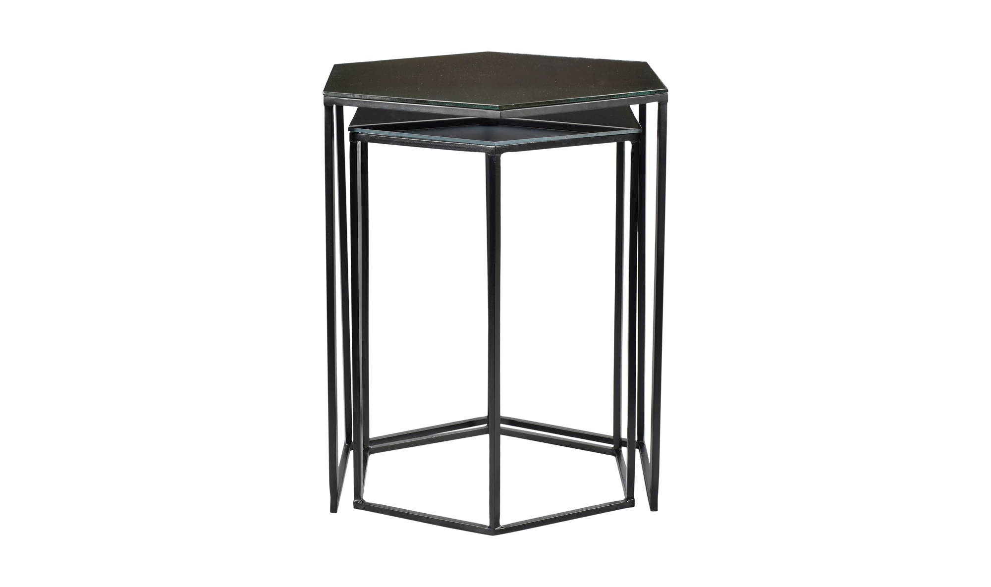Polygon Accent Table Set of 2 - Black (minor damage)