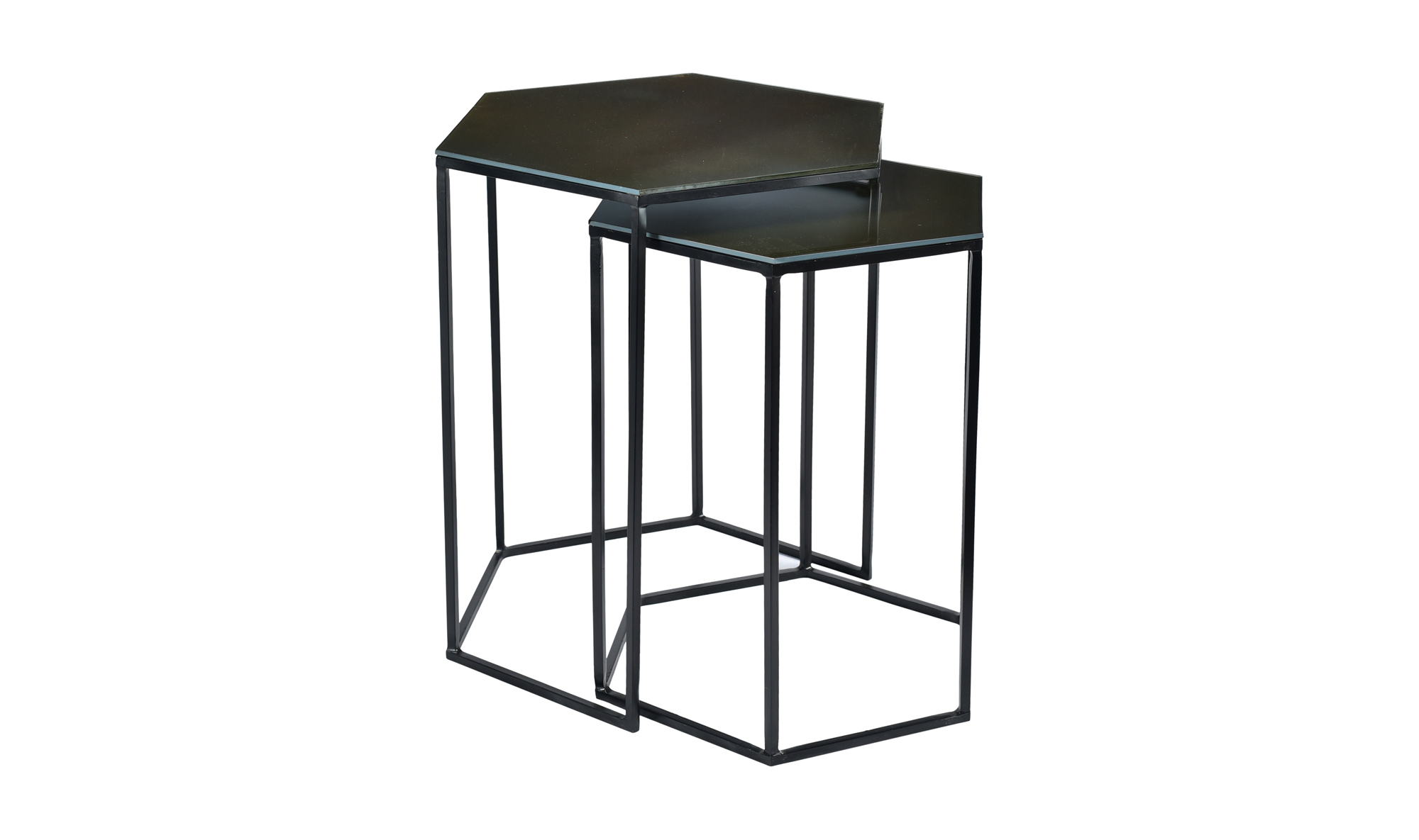 Polygon Accent Table Set of 2 - Black (minor damage)