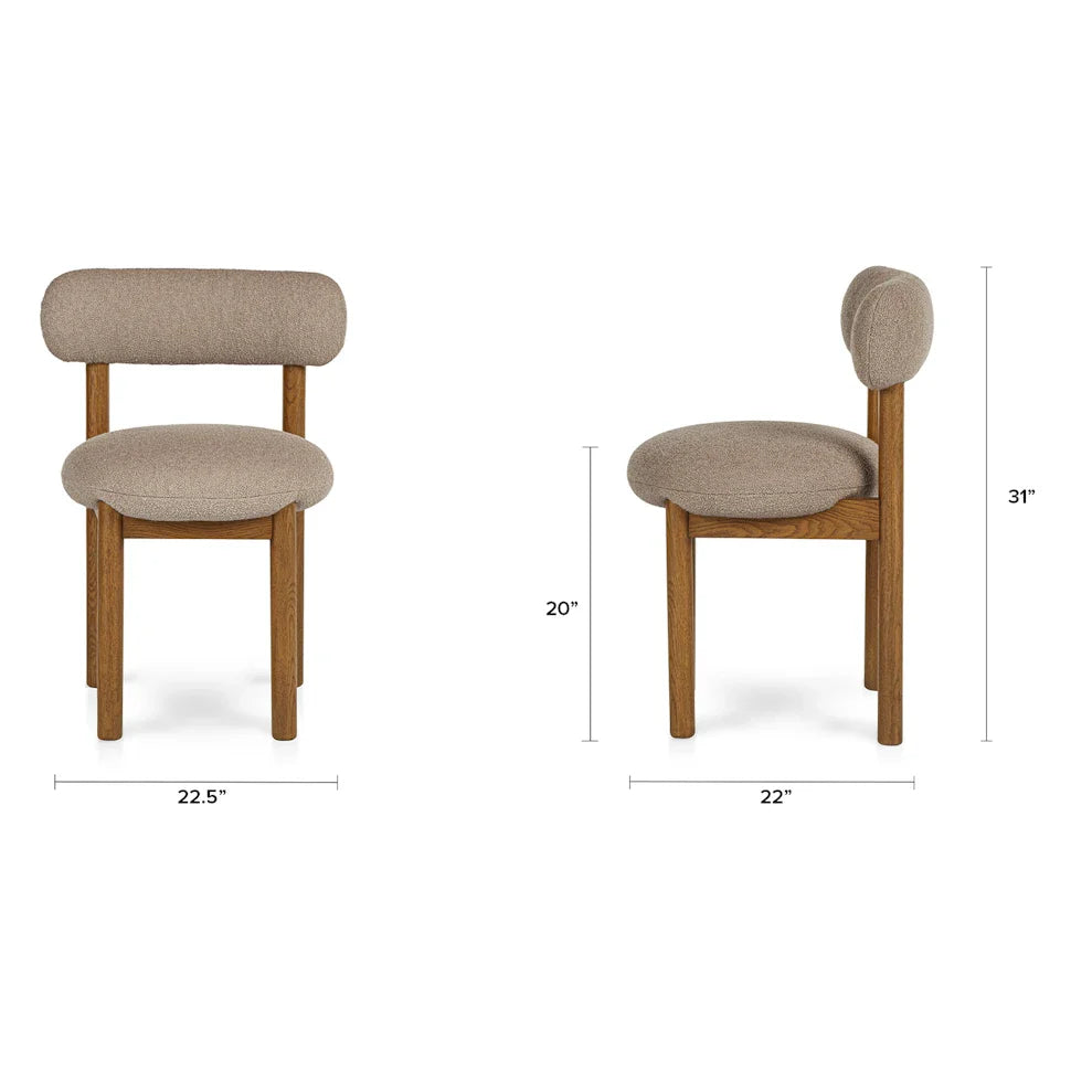 Sandstone Wool Bouclé Smoked Oak Dining Chair (Set of 2) (Minor damge)