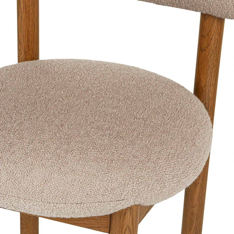 Sandstone Wool Bouclé Smoked Oak Dining Chair (Set of 2) (Minor damge)